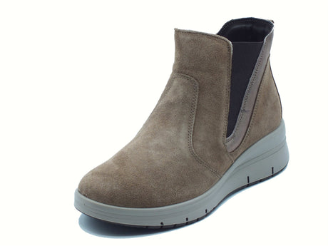 ENVAL Soft ENVAL Soft 8778111 Scam Capra Fango Tronchetti accollati per Donna in nabuk con lampo zeppa bassa Fango