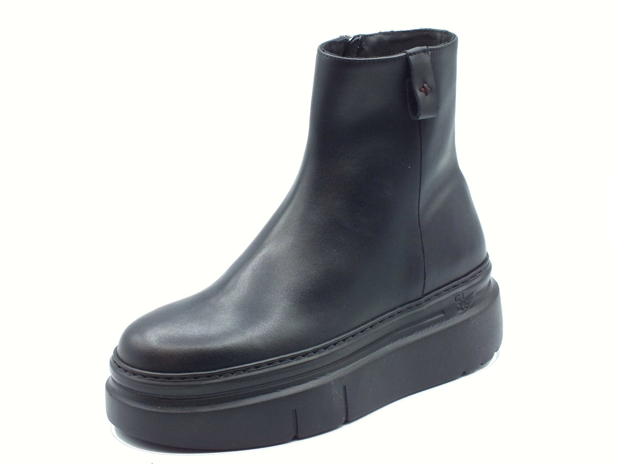 GIO+ GIO+ ARIA220 Combi Black Tronchetti per Donna in pelle con zeppa media Combi Black