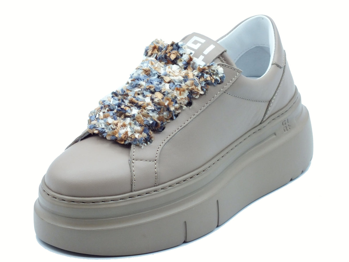 GIO+ GIO+ ARIA50H Combi Tortora Sneakers per Donna in pelle zeppa media Tortora
