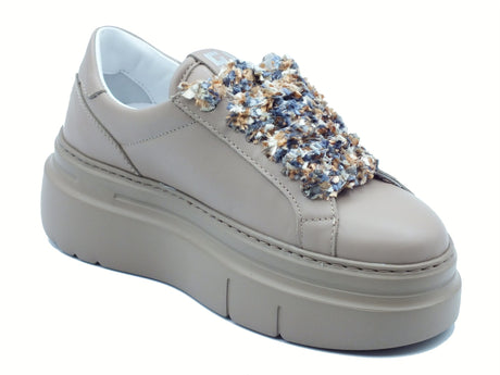 GIO+ GIO+ ARIA50H Combi Tortora Sneakers per Donna in pelle zeppa media Tortora