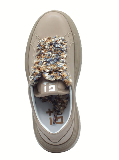 GIO+ GIO+ ARIA50H Combi Tortora Sneakers per Donna in pelle zeppa media Tortora