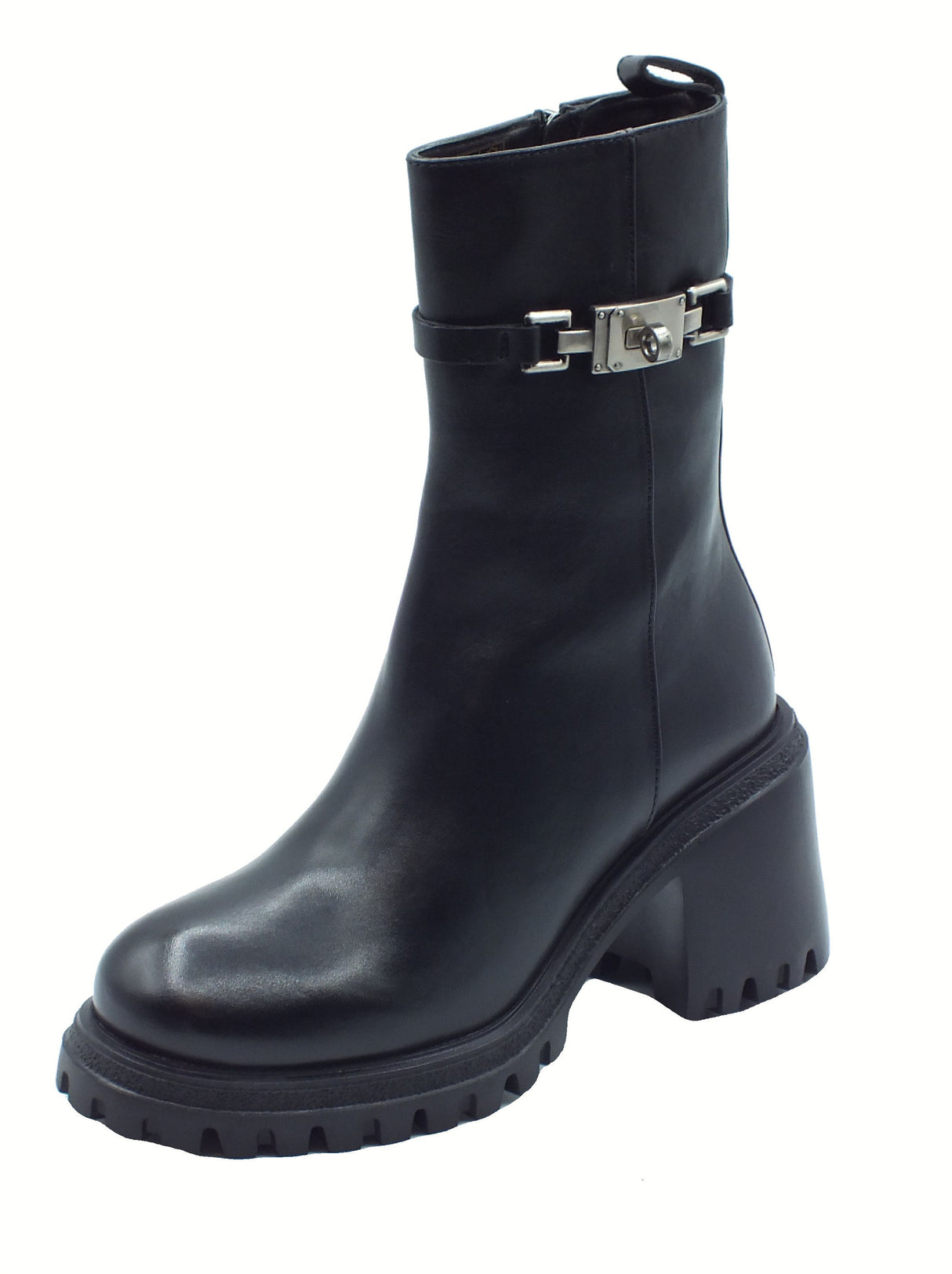 GIO+ GIO+ DEVA10C Combi Black Tronchetti per Donna in pelle con tacco Black