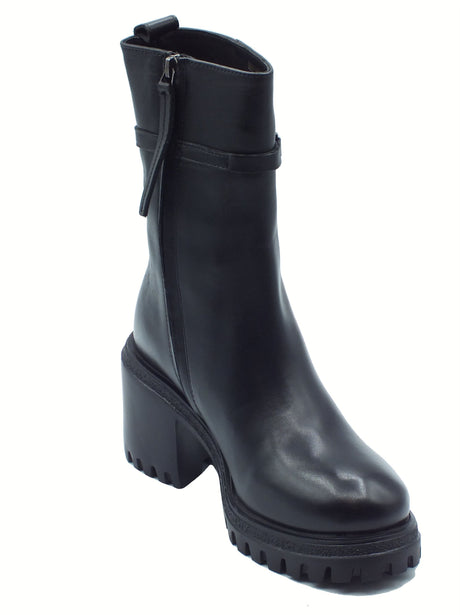 GIO+ GIO+ DEVA10C Combi Black Tronchetti per Donna in pelle con tacco Black