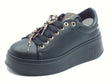 GIO+ GIO+ PIA434A Combi Black Sneakers per Donna in pelle con applicazioni zeppa media Combi Black