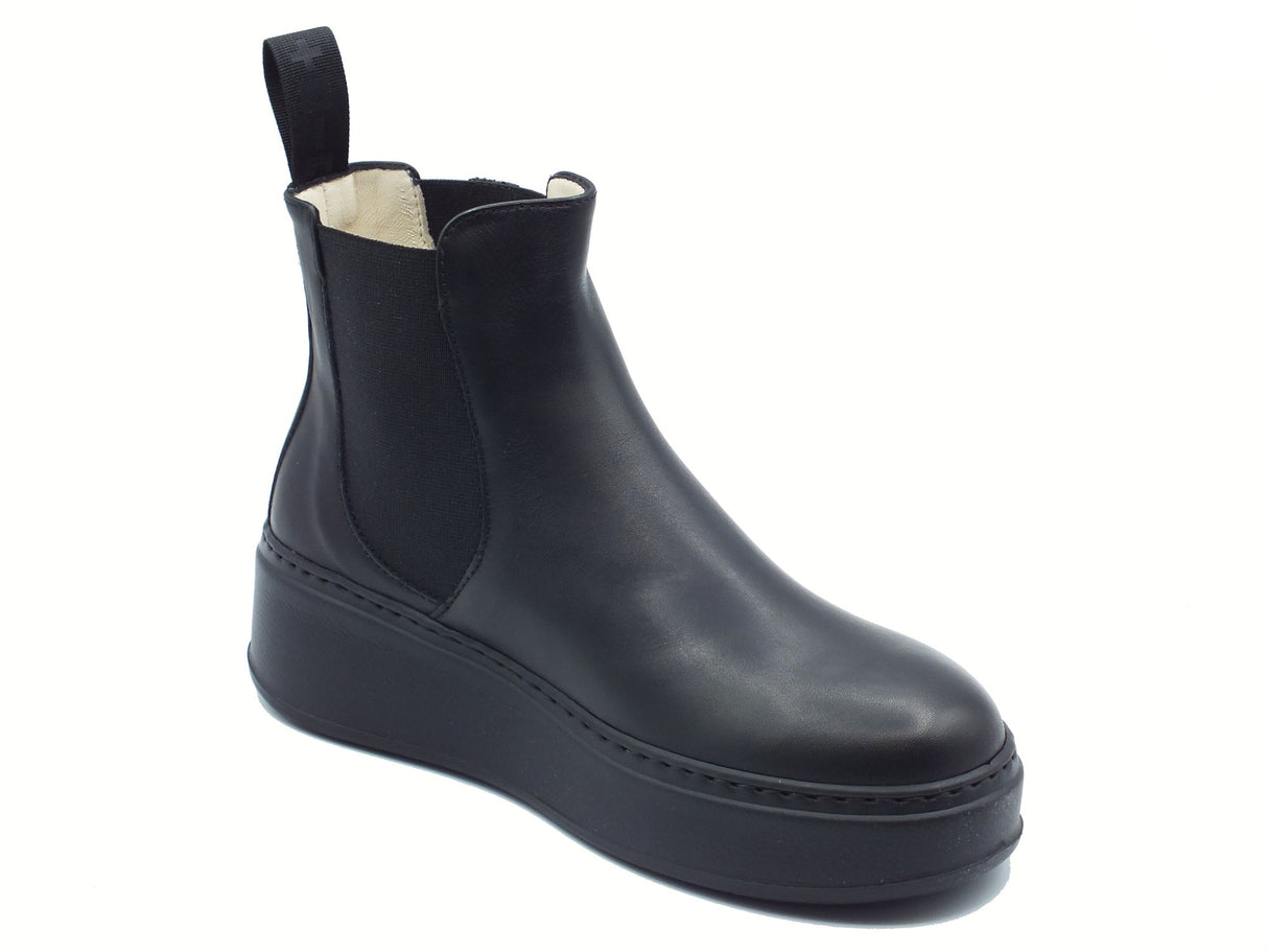 GIO+ GIO+ PIADA04L Combi Black Tronchetti per Donna in pelle con applicazioni zeppa media Black