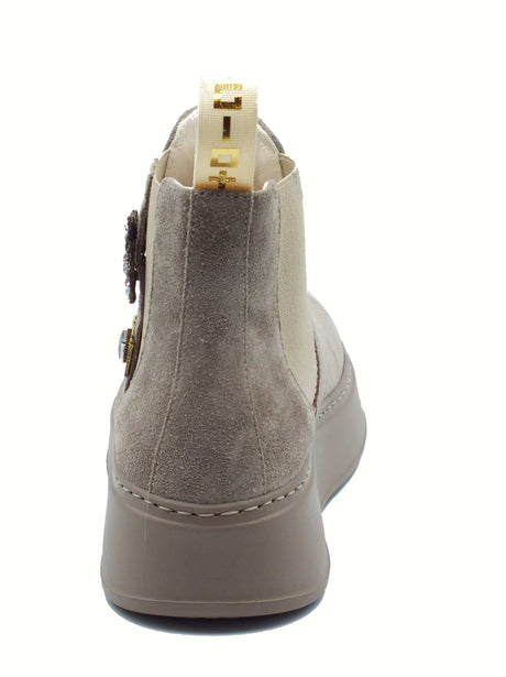 GIO+ GIO+ PIADA04L Combi Tortora Tronchetti per Donna in camoscio con applicazioni zeppa media Combi Tortora