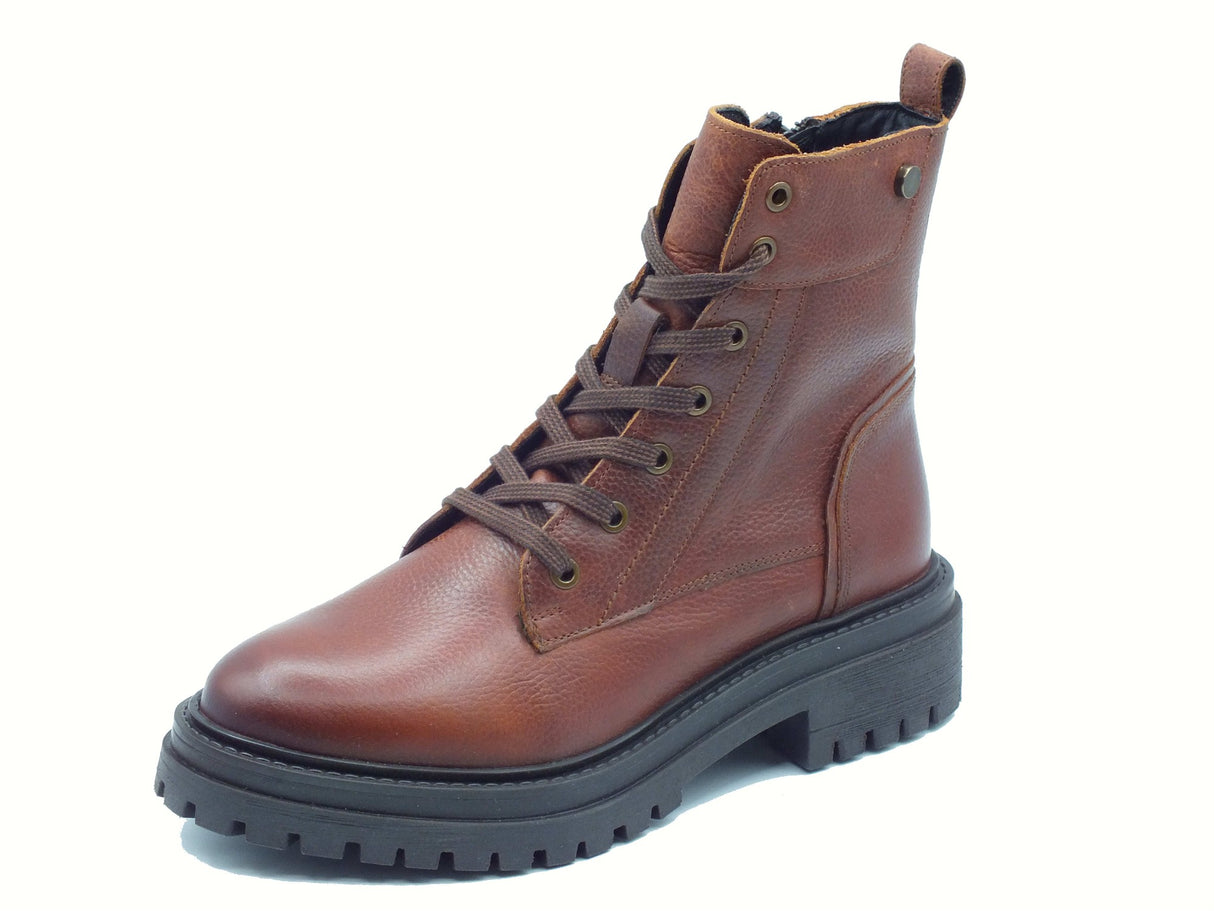 Geox Geox D16HRC Iridea Brown Anfibi per Donna in pelle marrone con lacci e lampo Brown
