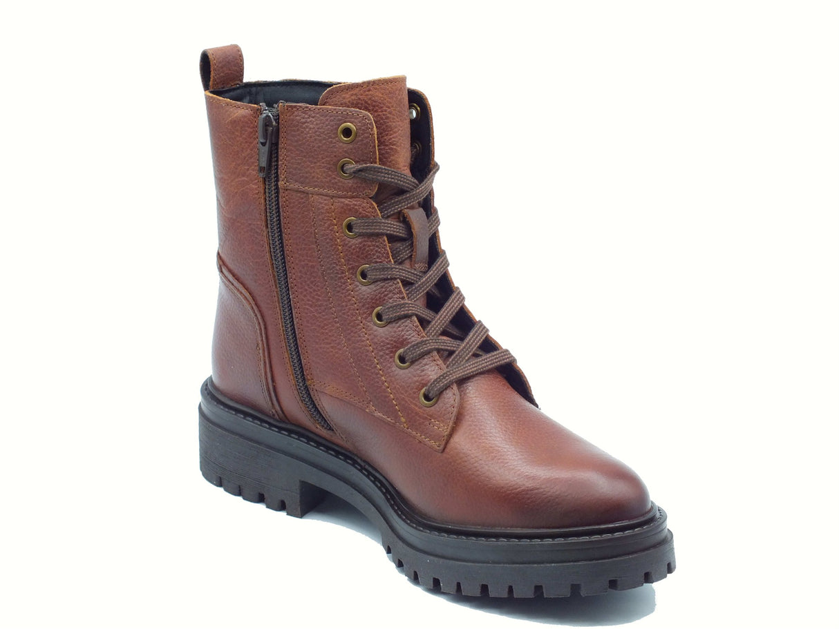 Geox Geox D16HRC Iridea Brown Anfibi per Donna in pelle marrone con lacci e lampo Brown