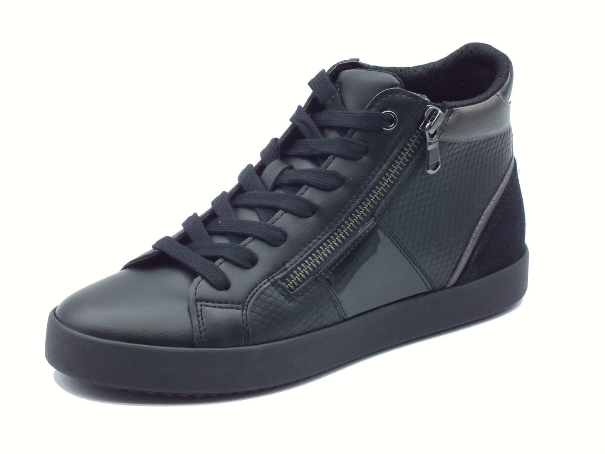 Geox Geox D366HD Blomiee Black Sneakers Sportive per Donna in pelle nera con zeppa Black