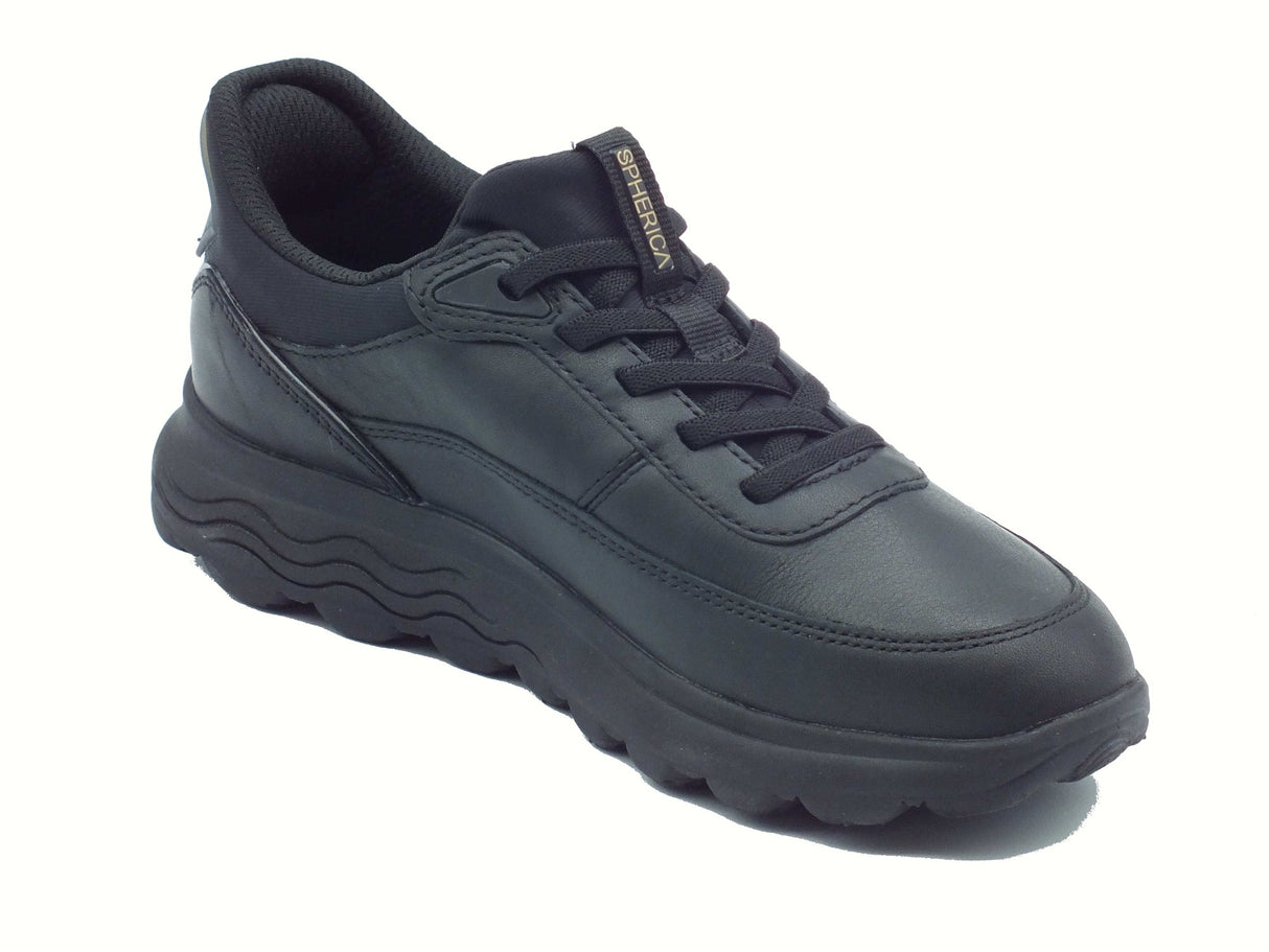 Geox Geox D567MB Spherica Black Sneakers Sportive per Donna in pelle nera con zeppa Black