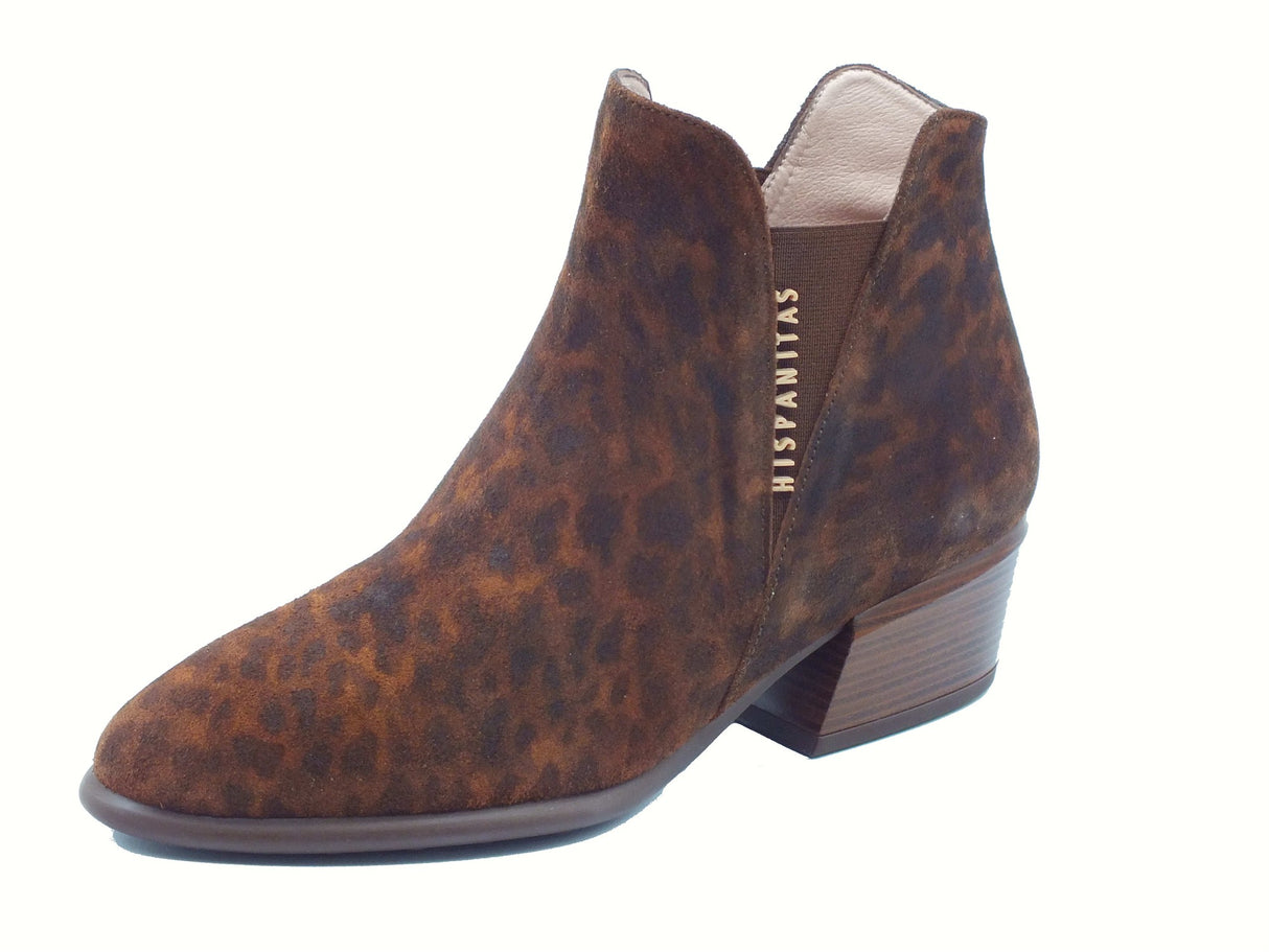 Hispanitas Hispanitas PHI254383 Verona Leopard Tronchetti a punta per Donna in nabuk tacco basso marrone