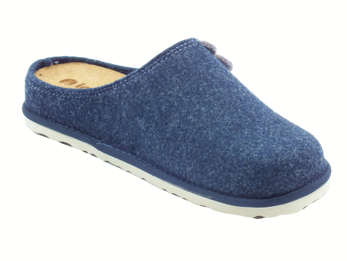 InBlu InBlu CS000043 Avio Pantofole per Donna in lana cotta con sottopiede estraibile Avio