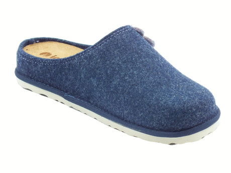 InBlu InBlu CS000043 Avio Pantofole per Donna in lana cotta con sottopiede estraibile Avio