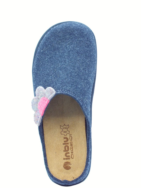 InBlu InBlu CS000043 Avio Pantofole per Donna in lana cotta con sottopiede estraibile Avio