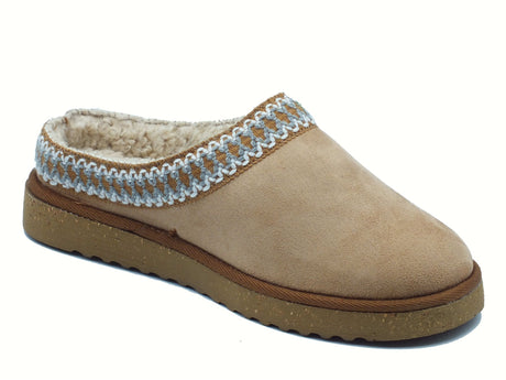 InBlu InBlu EY000030 Camel Pantofole per Donna in tessuto e ecopellicciotto Camel