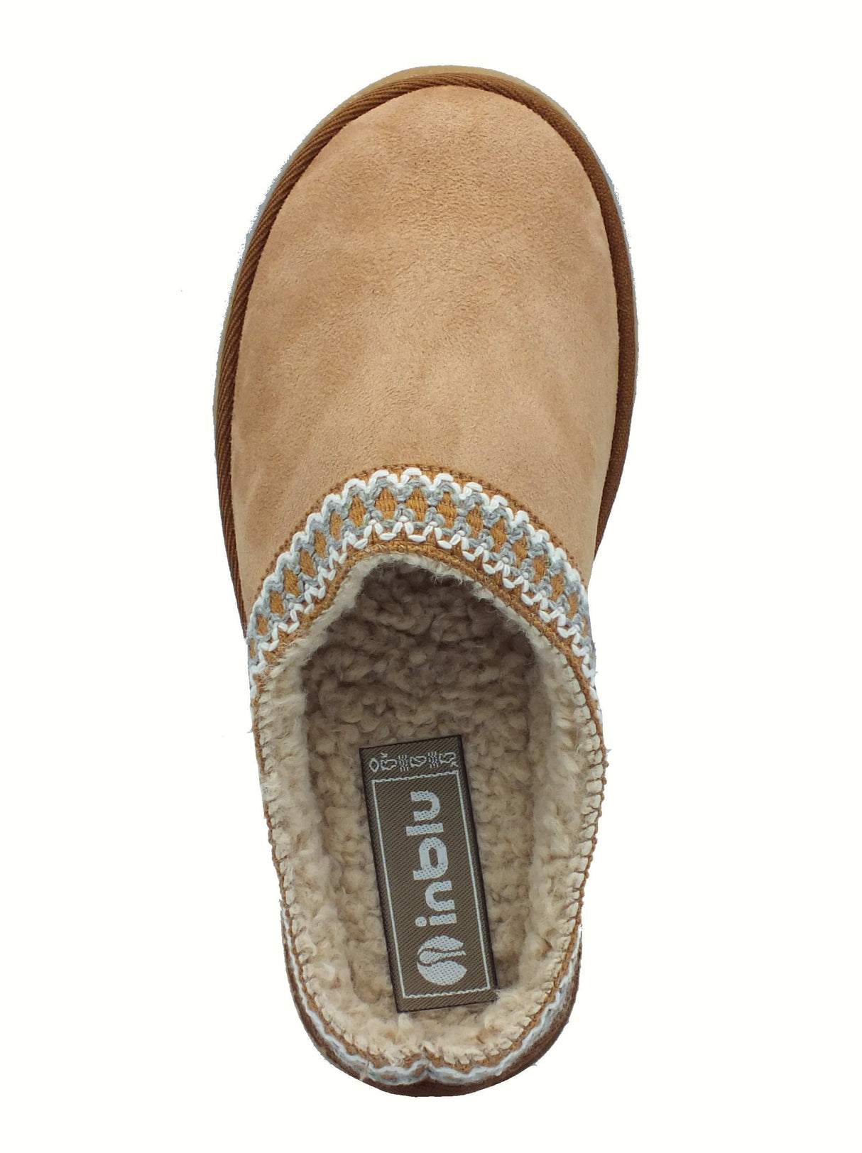 InBlu InBlu EY000030 Camel Pantofole per Donna in tessuto e ecopellicciotto Camel