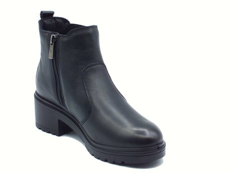 Igi&Co Igi&Co 8651500 Capra Nero Tronchetti con tacco per Donna in pelle nera Nero