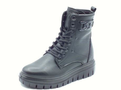 Igi&Co Igi&Co 8653100 Nappa Soft Nero Anfibi per Donna in pelle nera con lacci e lampo Nero