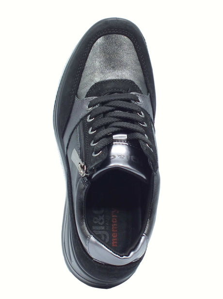Igi&Co Igi&Co 8655800 Scam Nero Sneakers con zeppa alta per Donna in nabuk con lacci e lampo Nero