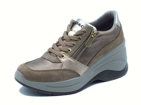 Igi&Co Igi&Co 8655822 Scam Fango Sneakers con zeppa alta per Donna in camoscio con lacci e lampo Fango