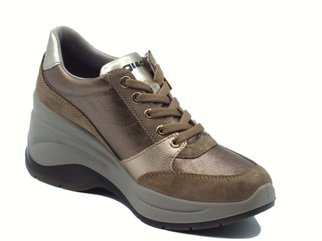 Igi&Co Igi&Co 8655822 Scam Fango Sneakers con zeppa alta per Donna in camoscio con lacci e lampo Fango