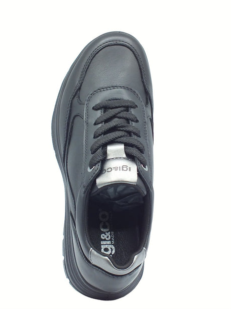 Igi&Co Igi&Co 8657500 Nappa Soft Nero Sneakers con zeppa per Donna in pelle Nero