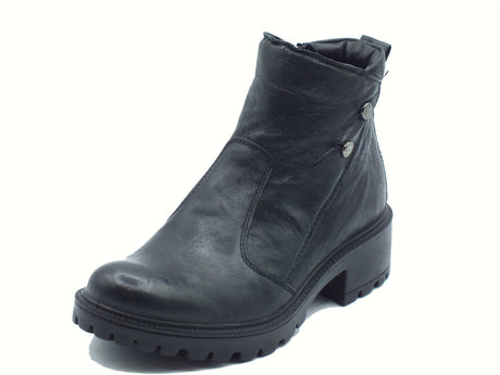 Igi&Co Igi&Co 8662700 Capra Met Nero Tronchetti con tacco per Donna in pelle nera Nero