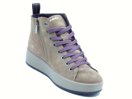 Igi&Co Igi&Co 8668222 Scam. Super Fango Sneakers con zeppa bassa per Donna in camoscio con lampo e lacci Fango