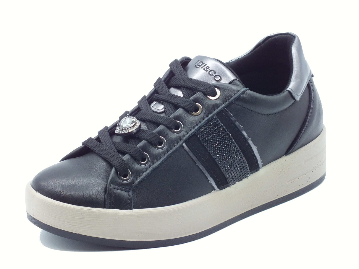 Igi&Co Igi&Co 8668600 Nappa Soft Nero Sneakers con zeppa per Donna in pelle Nappa Soft