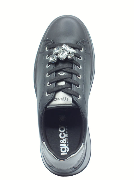 Igi&Co Igi&Co 8671200 Nappa Soft Nero Sneakers con zeppa per Donna in pelle Nero