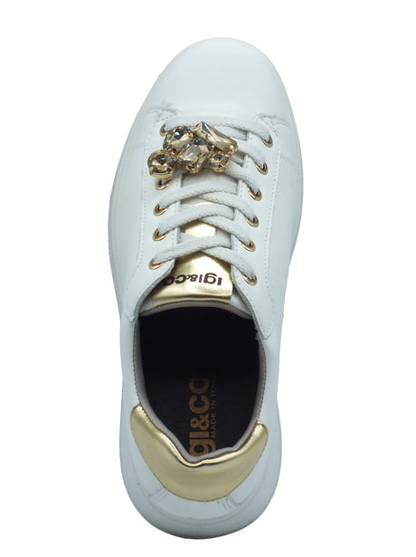 Igi&Co Igi&Co 8671211 Nappa Soft Bianco Sneakers con zeppa per Donna in pelle Bianco