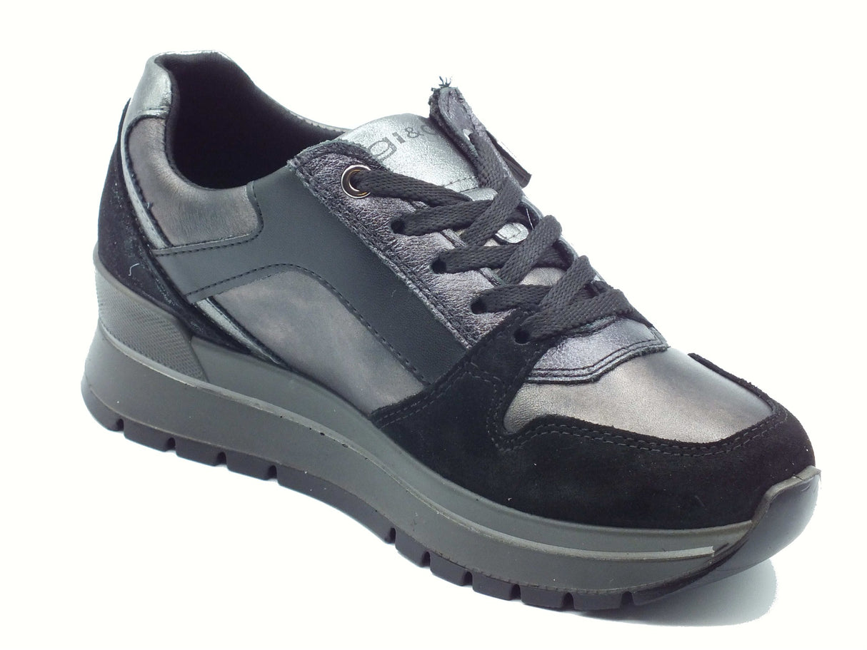 Igi&Co Igi&Co 8676155 Laminato Acciaio Sneakers con zeppa per Donna in pelle e nabuk con lampo e lacci Laminato Acciaio