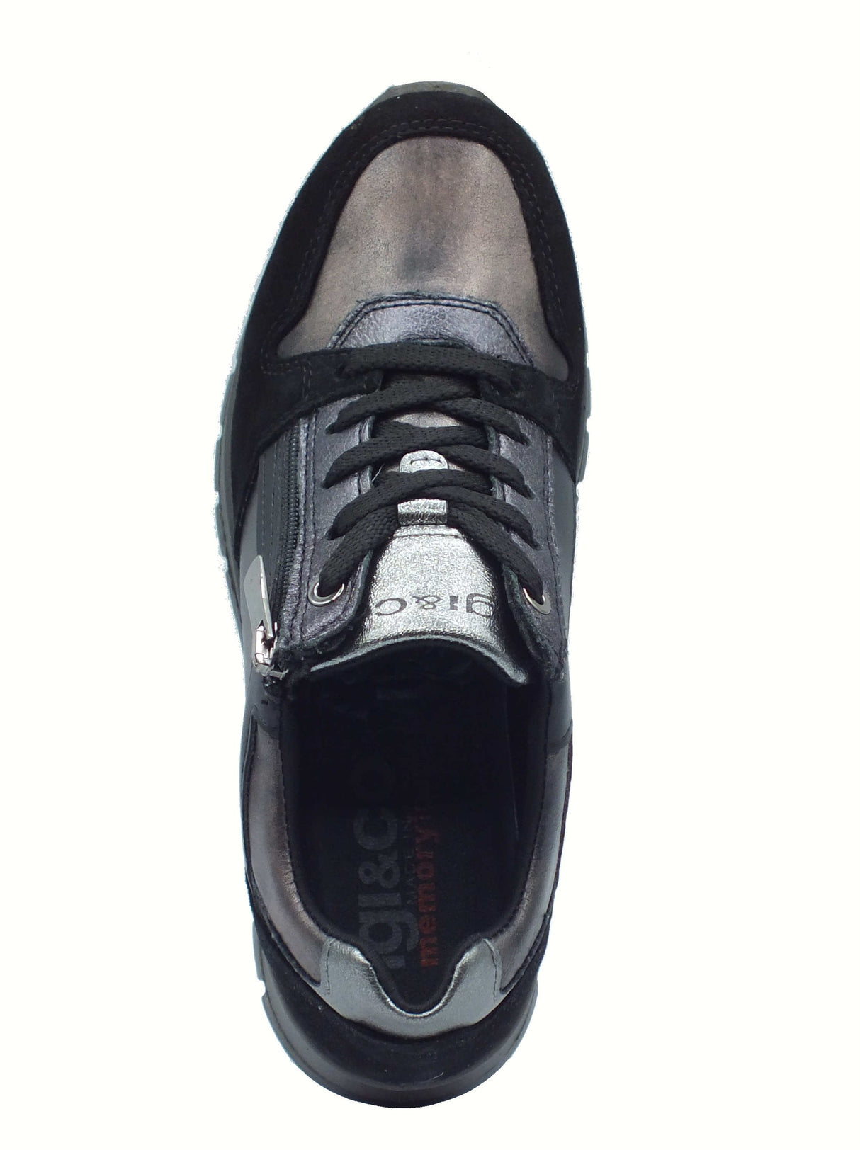 Igi&Co Igi&Co 8676155 Laminato Acciaio Sneakers con zeppa per Donna in pelle e nabuk con lampo e lacci Laminato Acciaio