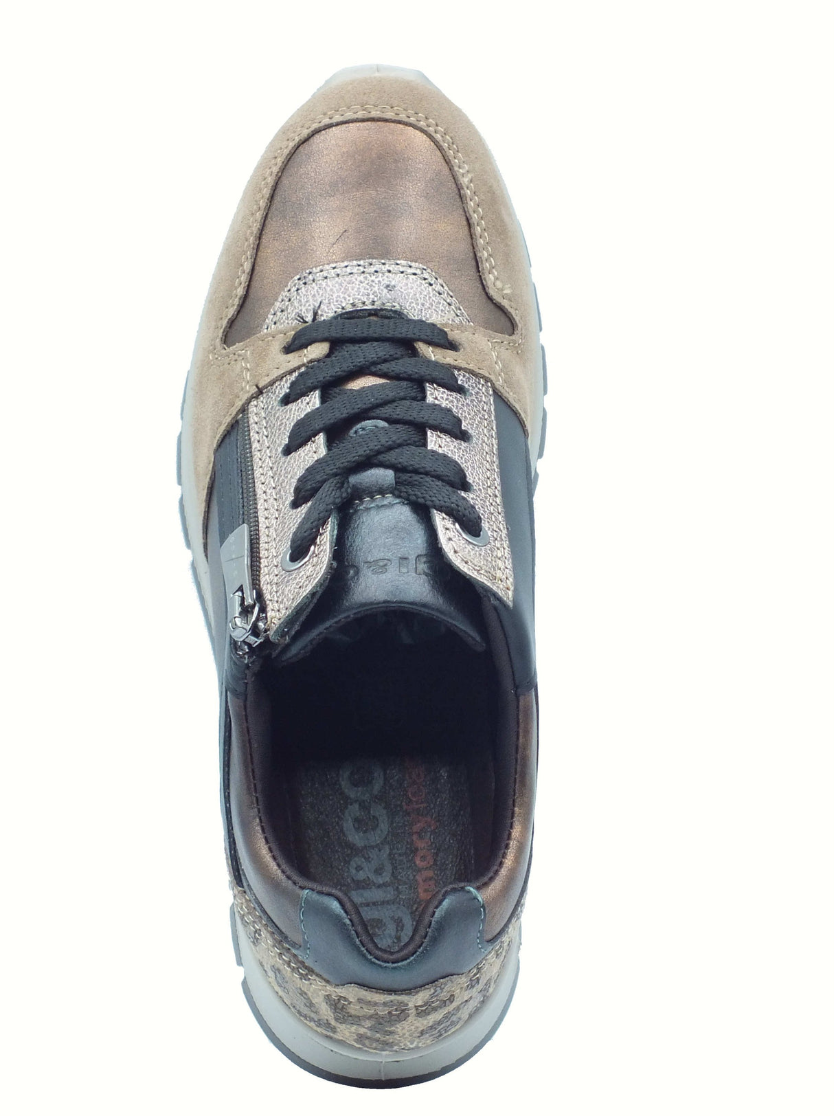 Igi&Co Igi&Co 8676177 Laminato Rame Sneakers con zeppa per Donna in pelle e nabuk con lampo e lacci Lminato Rame