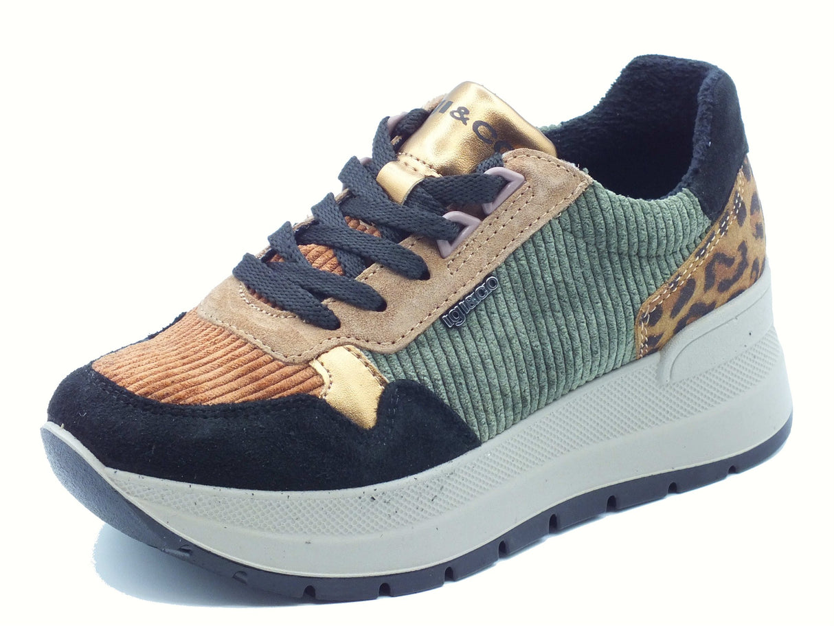 Igi&Co Igi&Co 8677600 Scam. Velluto Nero Sneakers con zeppa per Donna in velluto e nabuk Nero