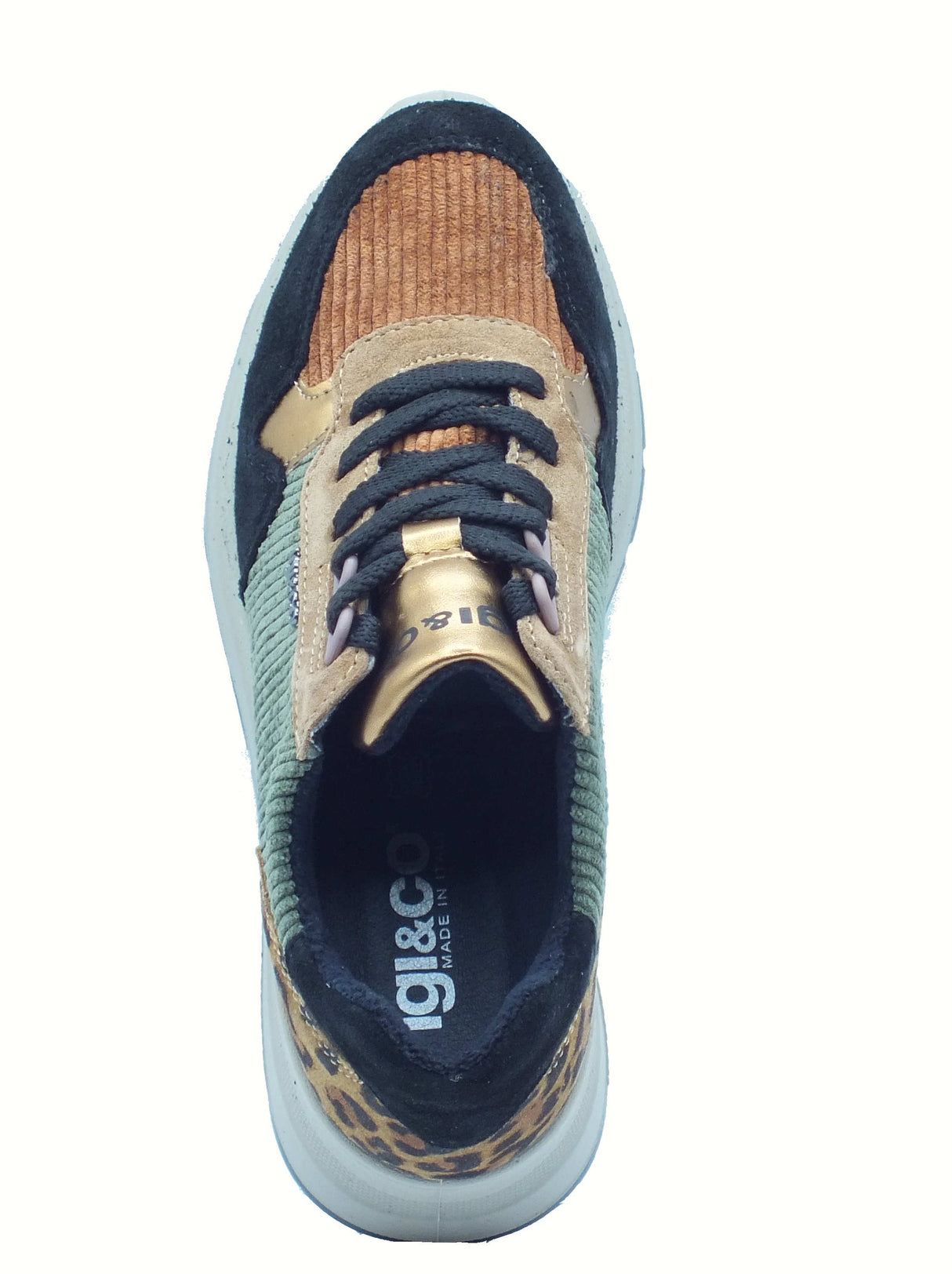 Igi&Co Igi&Co 8677600 Scam. Velluto Nero Sneakers con zeppa per Donna in velluto e nabuk Nero