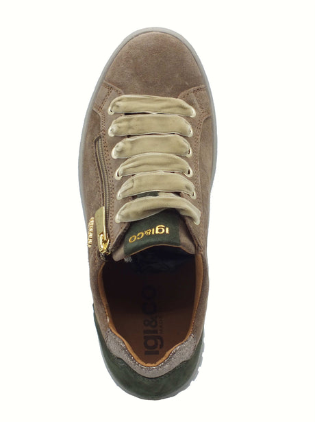 Igi&Co Igi&Co 8680144 Scam Fango Sneakers con zeppa per Donna in camoscio con lampo e lacci Scam Fango