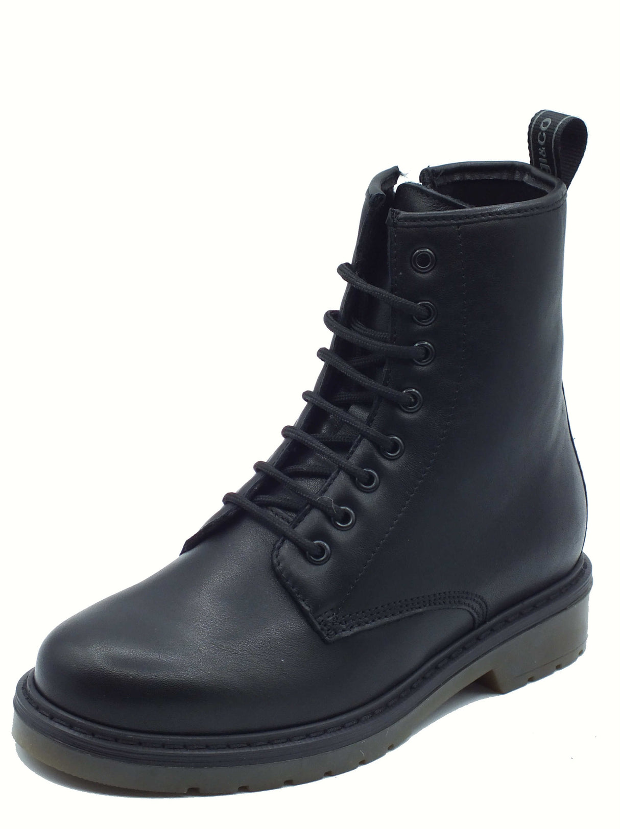 Igi&Co Igi&Co 8692800 Nappa Soft Nero Anfibi per Donna in pelle nera con lacci e lampo Nero