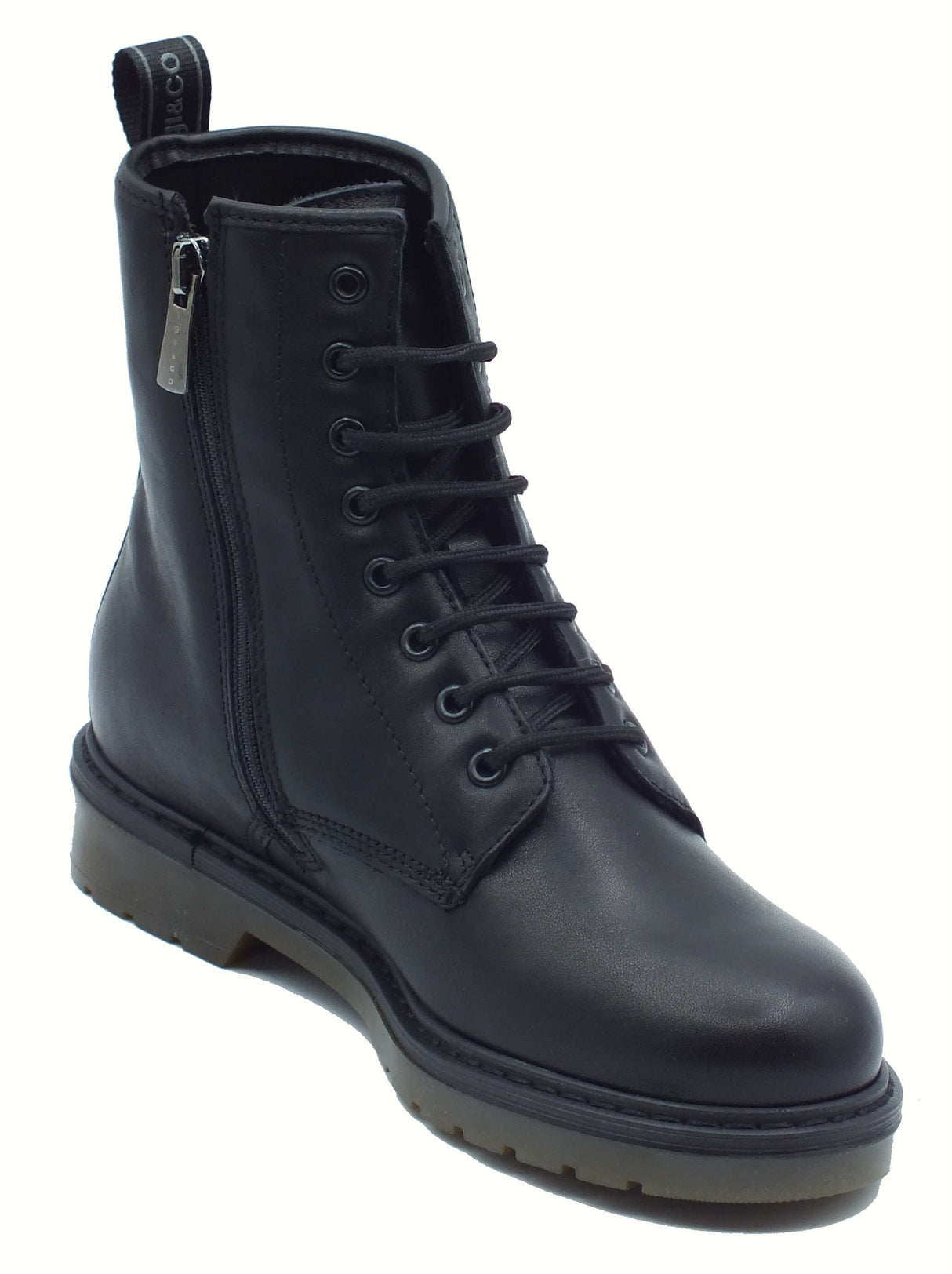 Igi&Co Igi&Co 8692800 Nappa Soft Nero Anfibi per Donna in pelle nera con lacci e lampo Nero