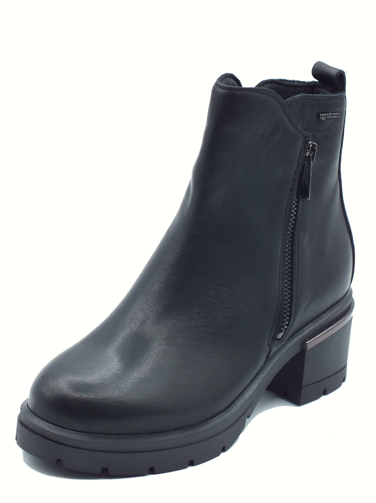 Igi&Co Igi&Co 8693900 Nappa Soft Nero Tronchetti con tacco per Donna in pelle nera Nero