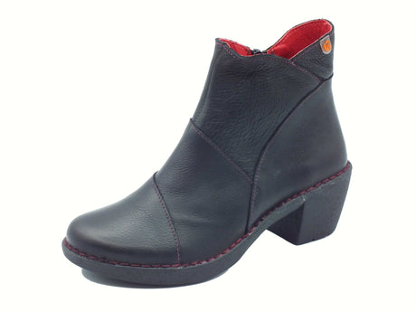 Jungla Jungla 7518 Yankee Negro Tronchetti per Donna in pelle nera con lampo e tacco medio Negro