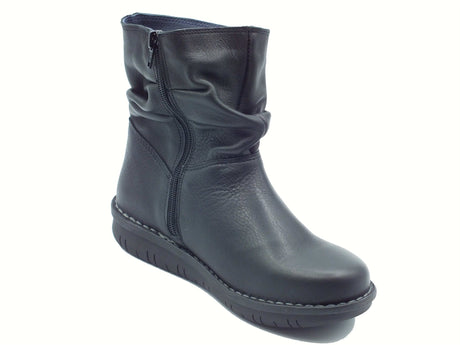 Jungla Jungla 7559 Tomcat Negro Tronchetti per Donna in pelle nera con lampo Negro