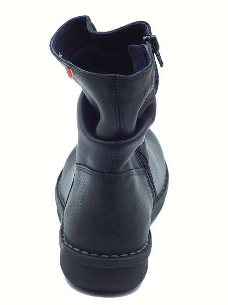 Jungla Jungla 7559 Tomcat Negro Tronchetti per Donna in pelle nera con lampo Negro