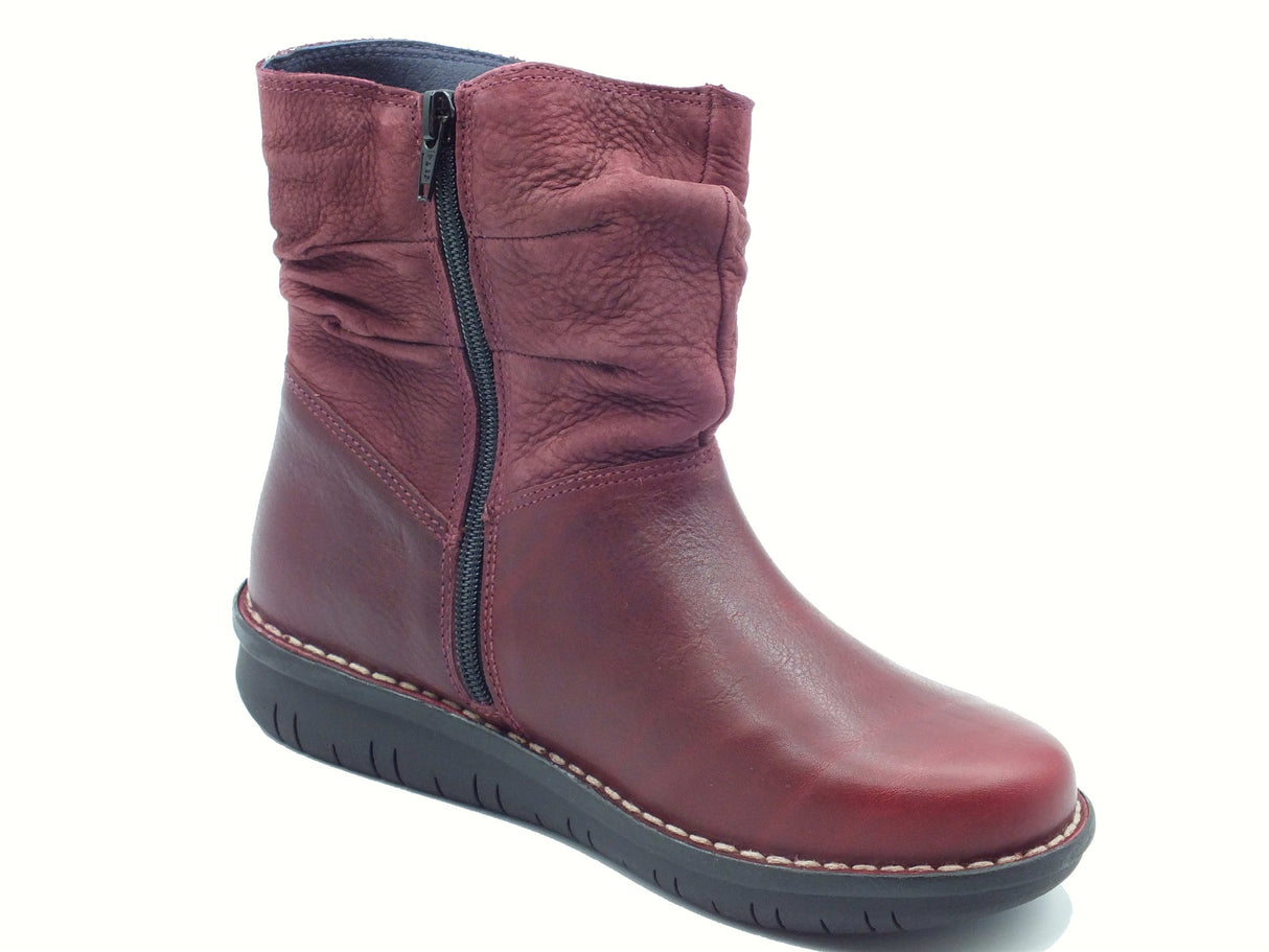 Jungla Jungla 7559 Yankee Grape Tronchetti per Donna in pelle bordeaux con lampo Grape