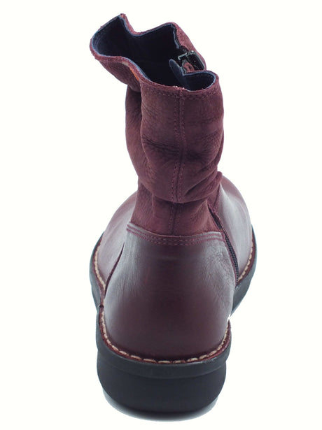 Jungla Jungla 7559 Yankee Grape Tronchetti per Donna in pelle bordeaux con lampo Grape