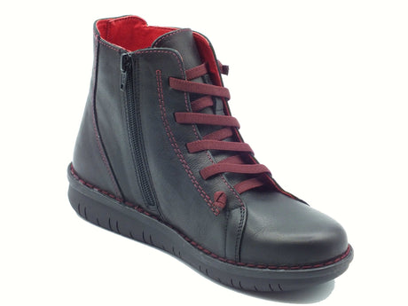 Jungla Jungla 7564 Yankee Negro Tronchetti per Donna in pelle nera allaccio rapido lampo Negro