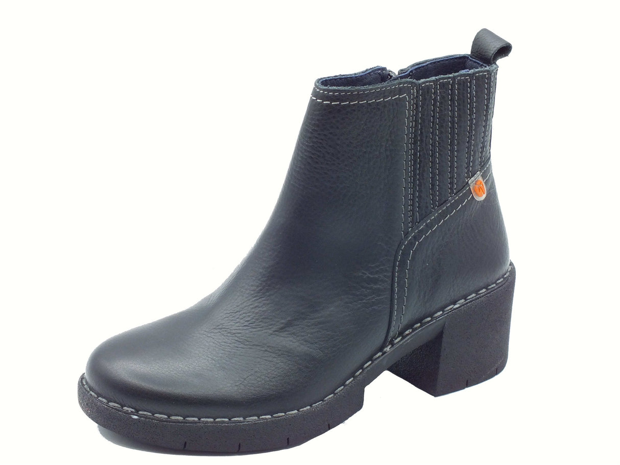 Jungla Jungla 8136 Durango Negro Tronchetti per Donna in pelle nera con lampo tacco medio Negro