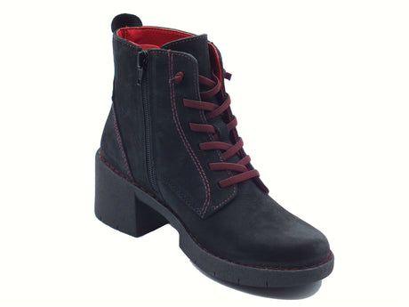 Jungla Jungla 8312 Jockey Negro Tronchetti per Donna in nanuk nera con lampo lacci e tacco medio Negro