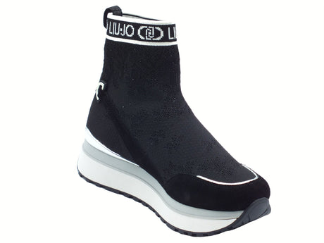 LIU JO LIU JO BF5003 Maxi Wonder Black Tronchetti con zeppa per Donna in tessuto elasticizzato Black