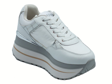 LIU JO LIU JO BF5011 Maxi Wonder Plus White Sneakers moda per Donna in pelle e zeppona White